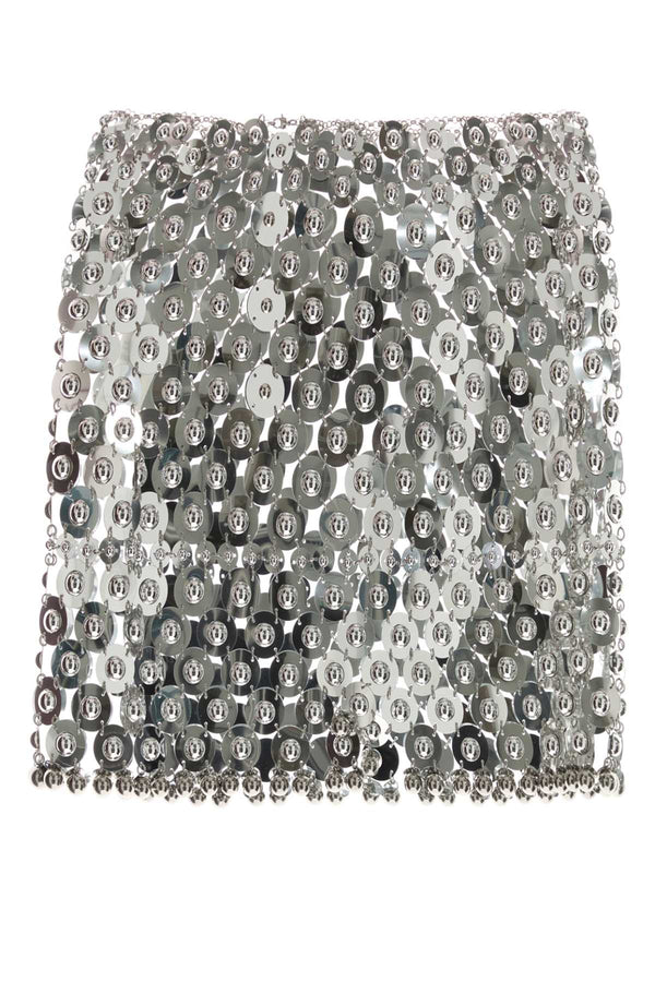 Silver Metal Knit Mini Skirt Exterior: Gonne