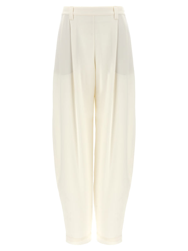 Brunello Cucinelli 100% Silk trousers in white