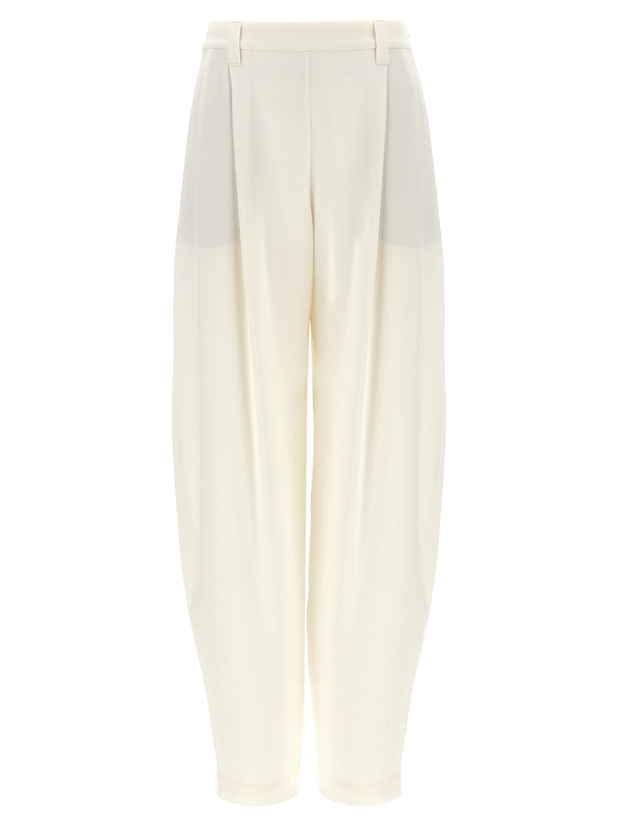Brunello Cucinelli 100% Silk trousers in white