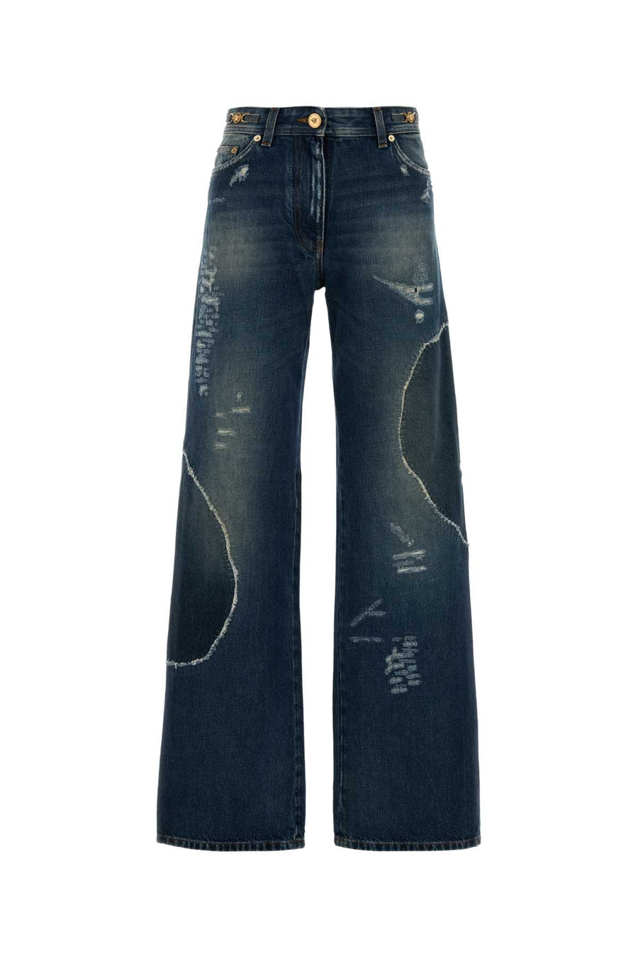 Versace Denim Outer Fabric: 100% Cotton; Trim: 100% Calf Leather jeans in blue