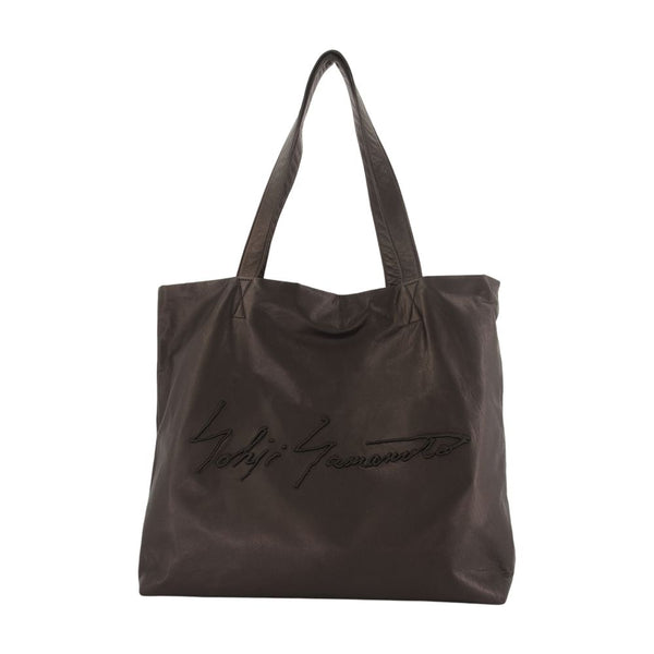 L Shopper Bag - Yohji Yamamoto Leather Black Cowhide / Totes-shopping-bags