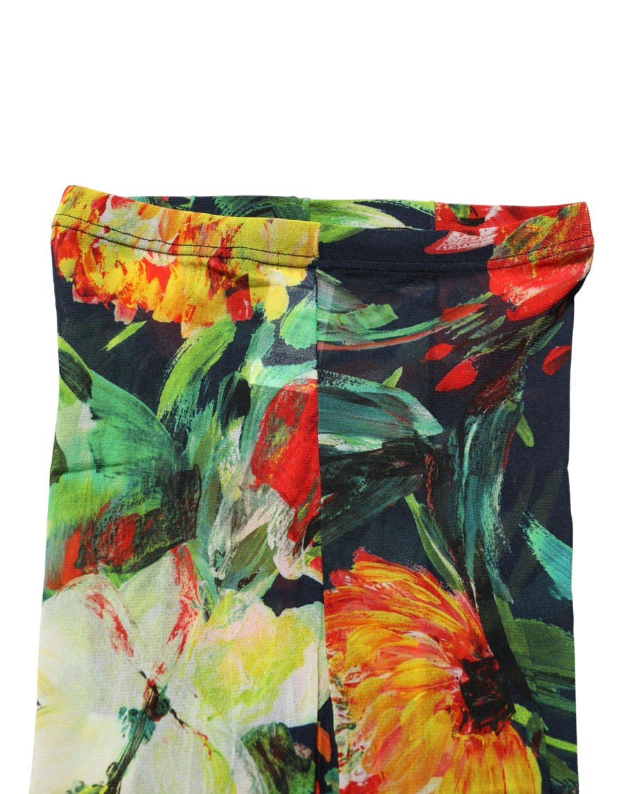 Black Floral Print Tights Sheer Stockings Socks Nylon Clothing
