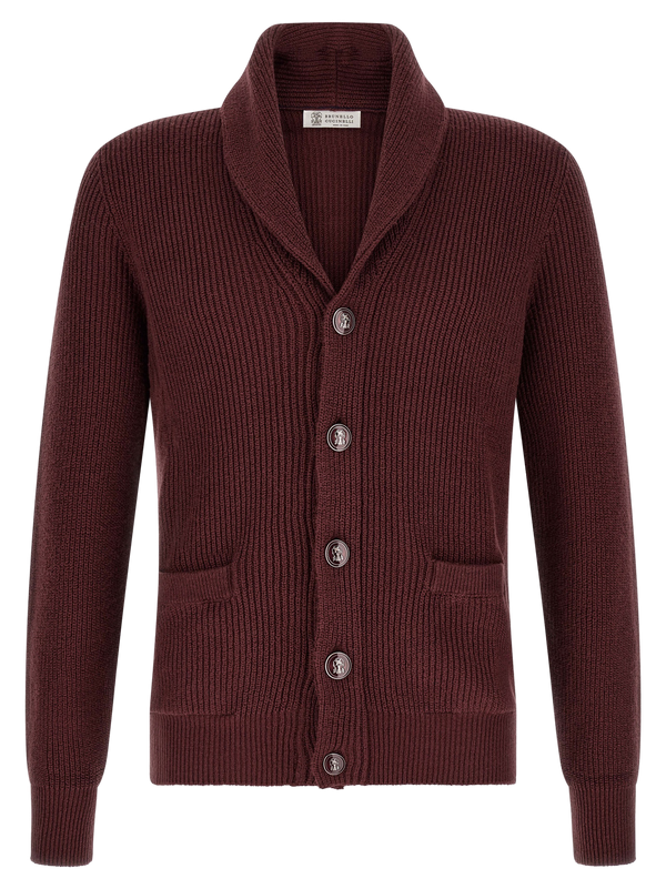 Brunello Cucinelli 100% Cotton cardigan in burgundy