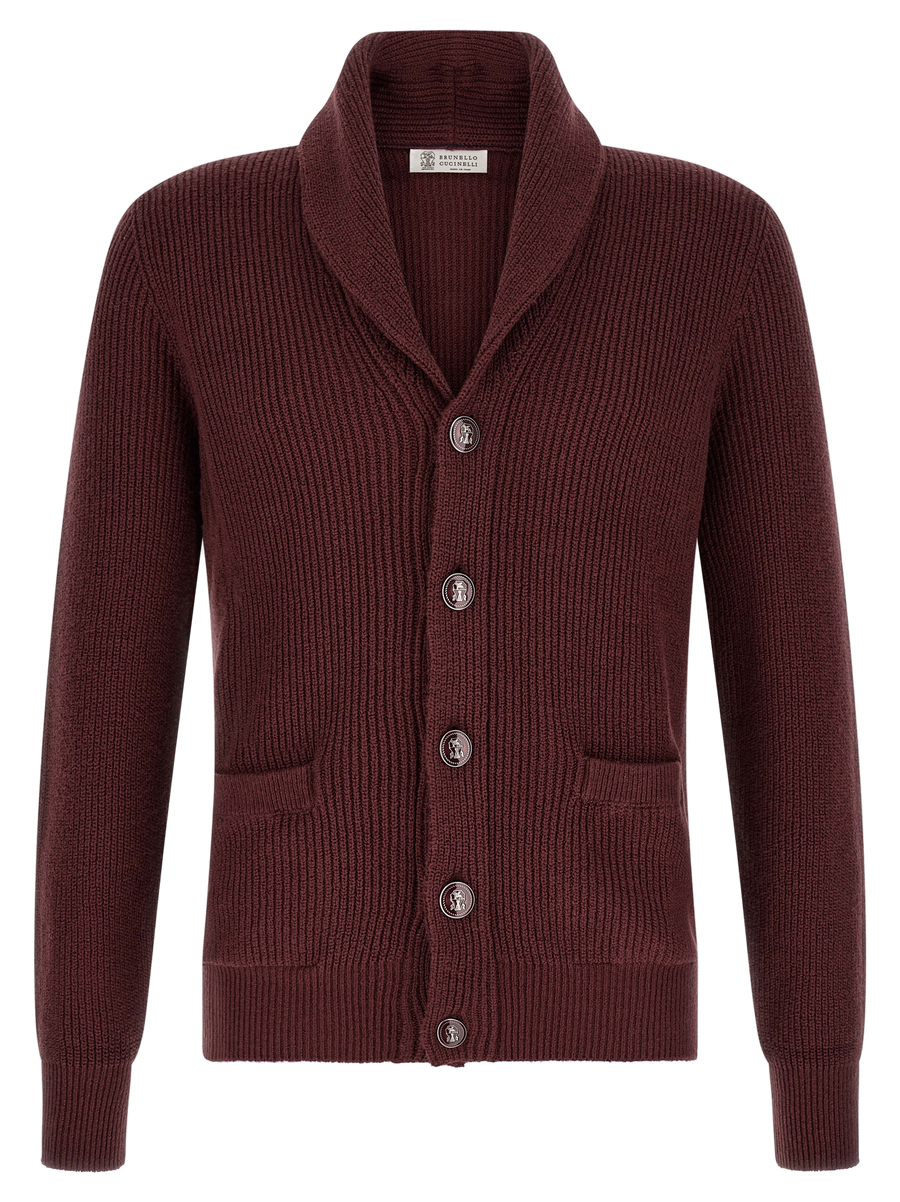 Brunello Cucinelli 100% Cotton cardigan in burgundy