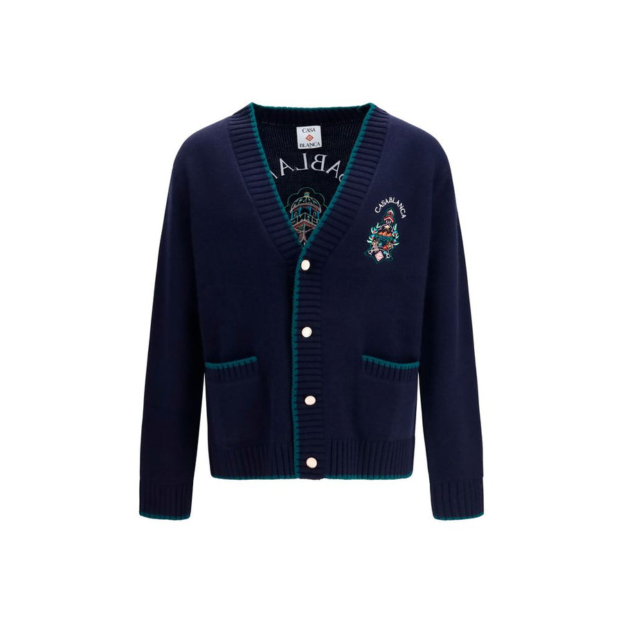 Casablanca 90% Merino Wool cardigan in navy