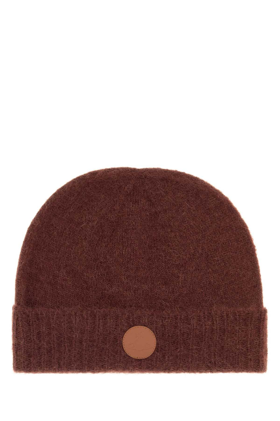 Brown Alpaca Blend Fluffy Beanie Hat Aw26tobacco Exterior: Nylon Wool Cappelli