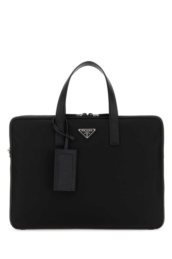 Prada 100% recycled polyamide top handle bag in black