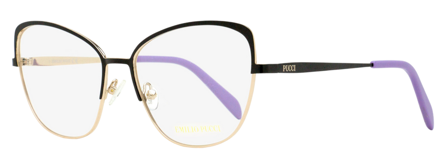 Pucci Slim Butterfly Eyeglasses Ep5188 005 Gold-Black 56mm Gold/black Metal/plastic (acetate)