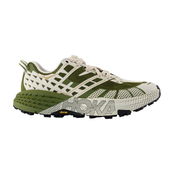 Hoka Mesh and synthetic upper sneaker in green
