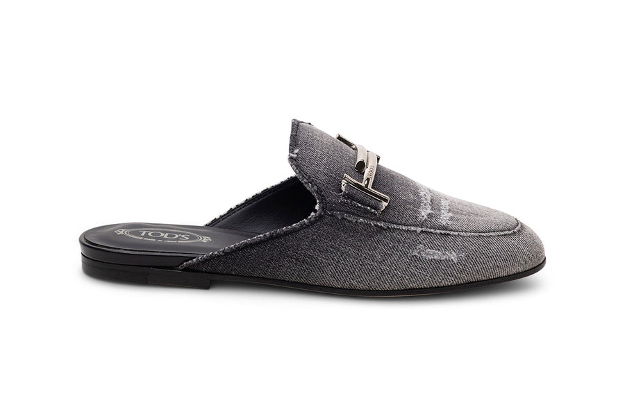 Tod's Cotton and leather mule in black