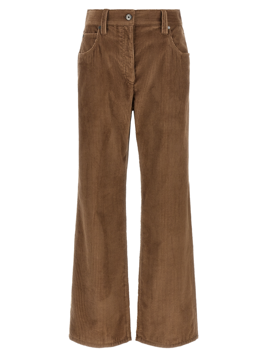 Brown Cotton Casual Pants