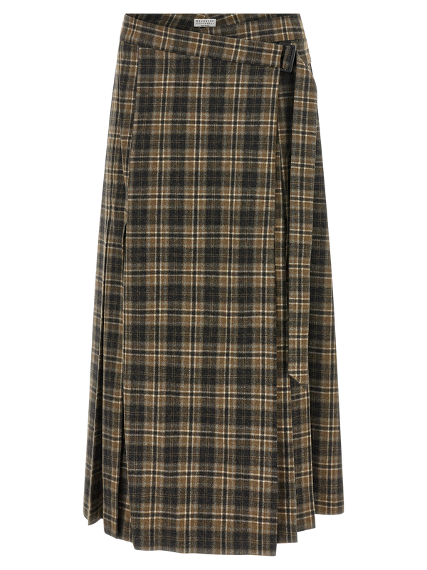 Brown Virgin Wool Mini Skirt