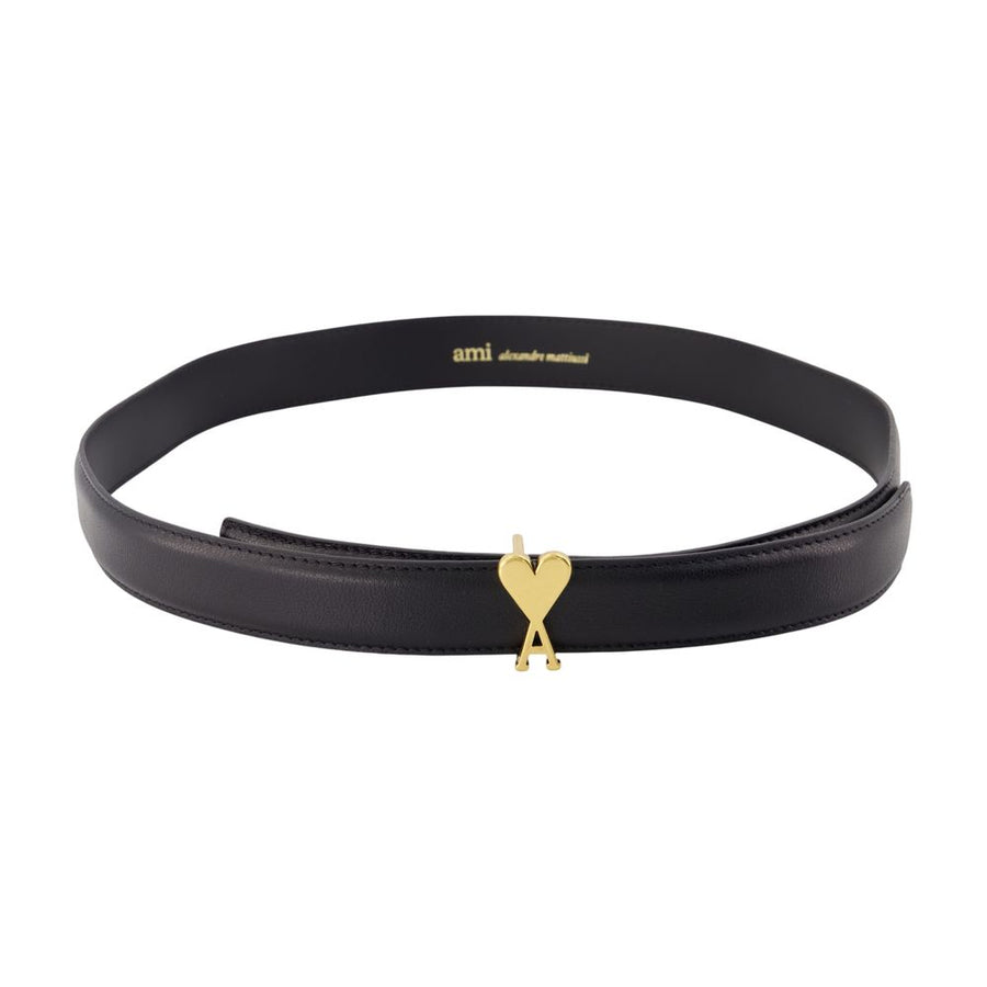 AMI Paris Calfskin belt in black