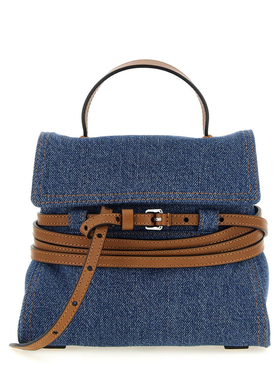 Moschino 80% cotton top handle bag in blue
