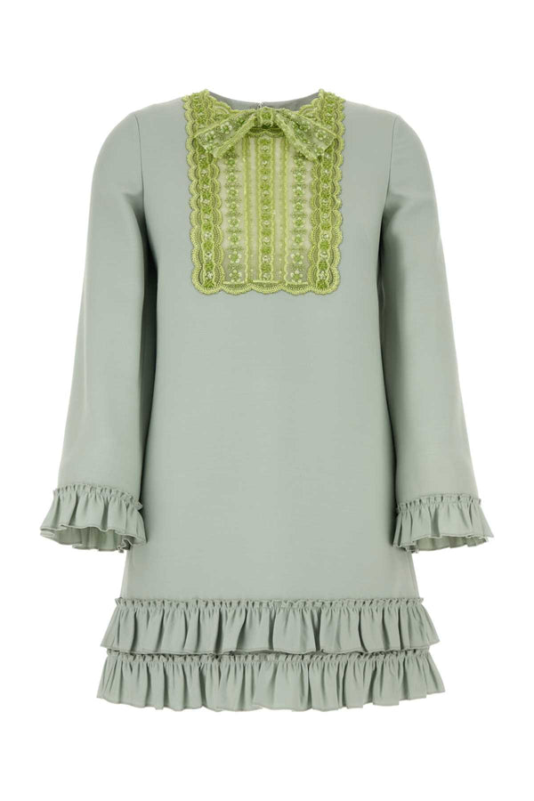 Valentino Garavani Embroidered Exterior: 65% Virgin wool dress in green