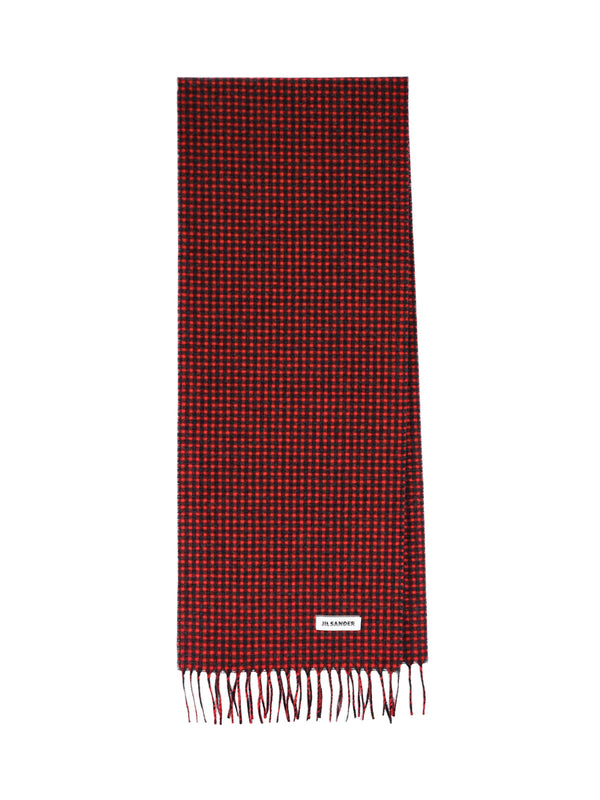 Jil Sander 100% Virgin Wool scarf in red
