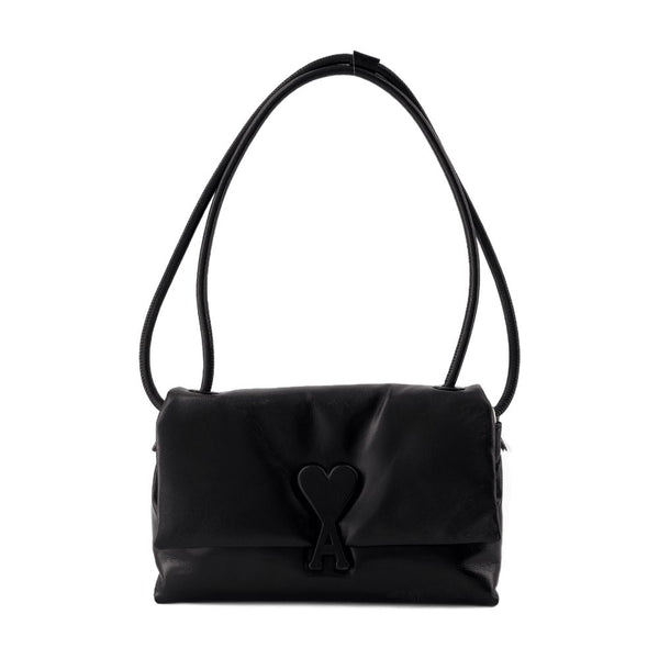 AMI Paris Calfskin shoulder bag in black