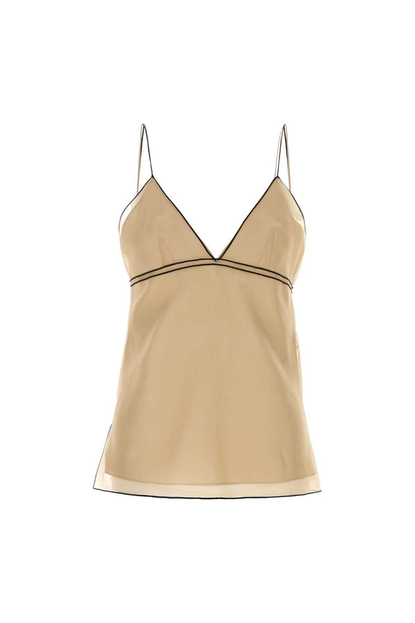 Khaite Exterior: 100% Silk tank top in beige