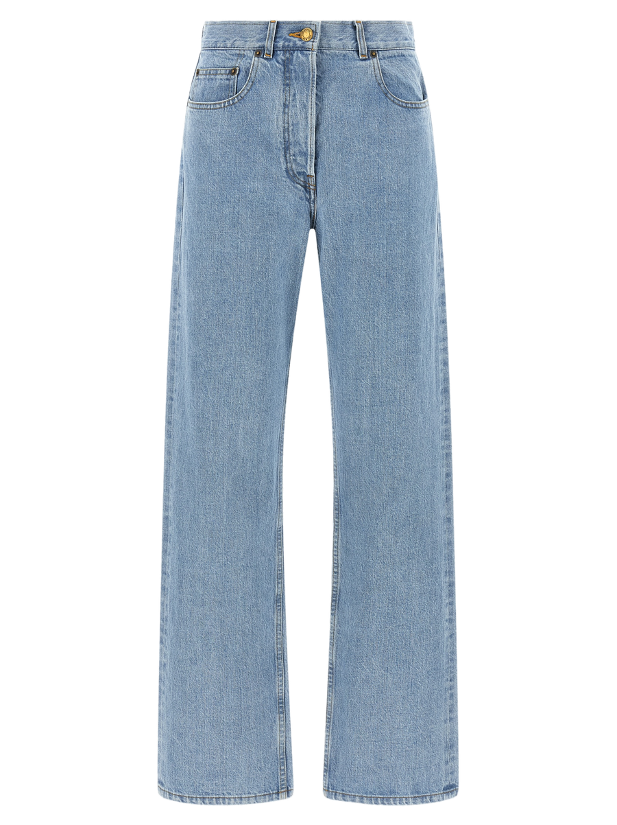 Blue Cotton Straight-Leg Jeans Clothing