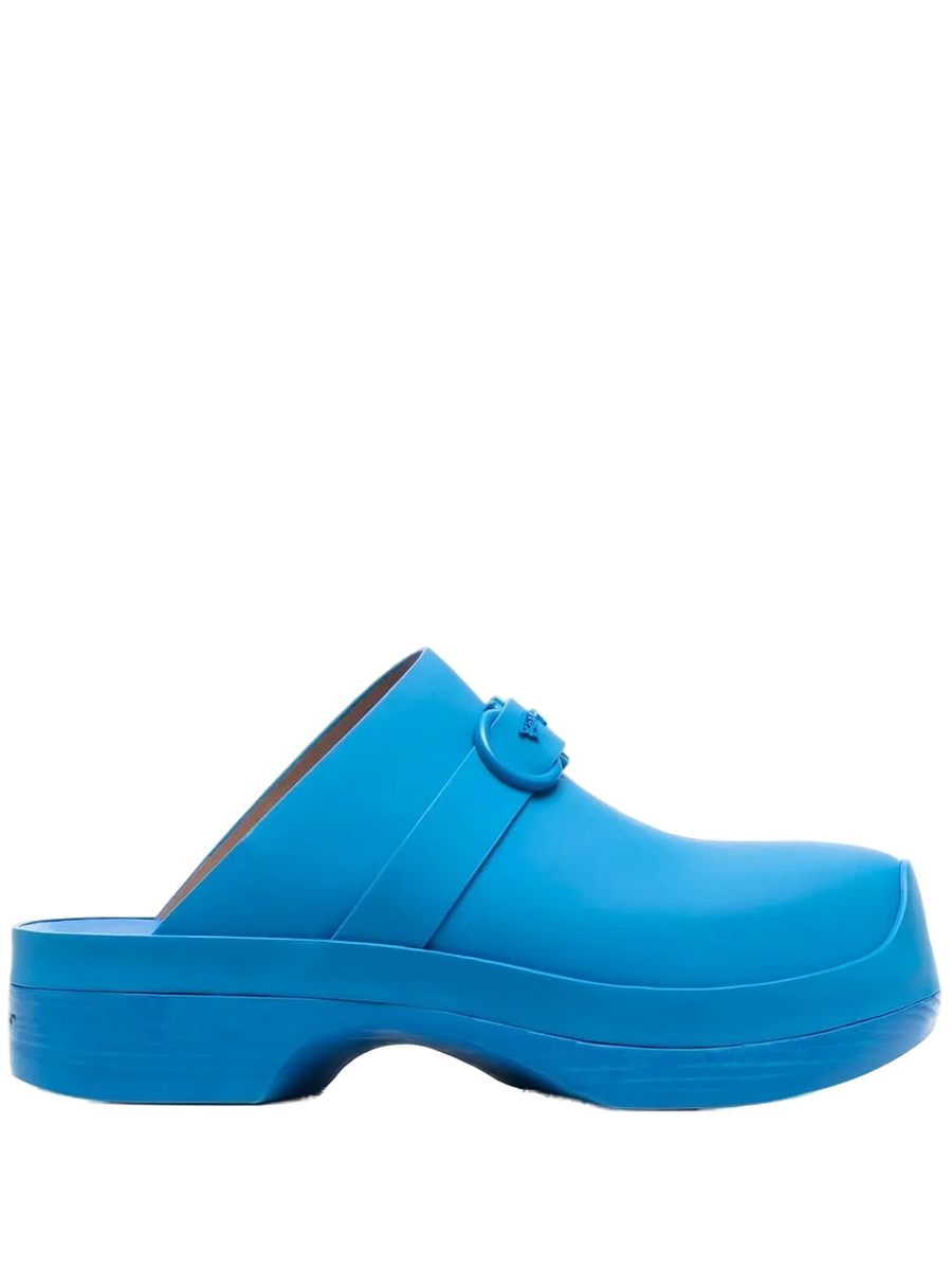 Ferragamo leather/rubber clog in blue