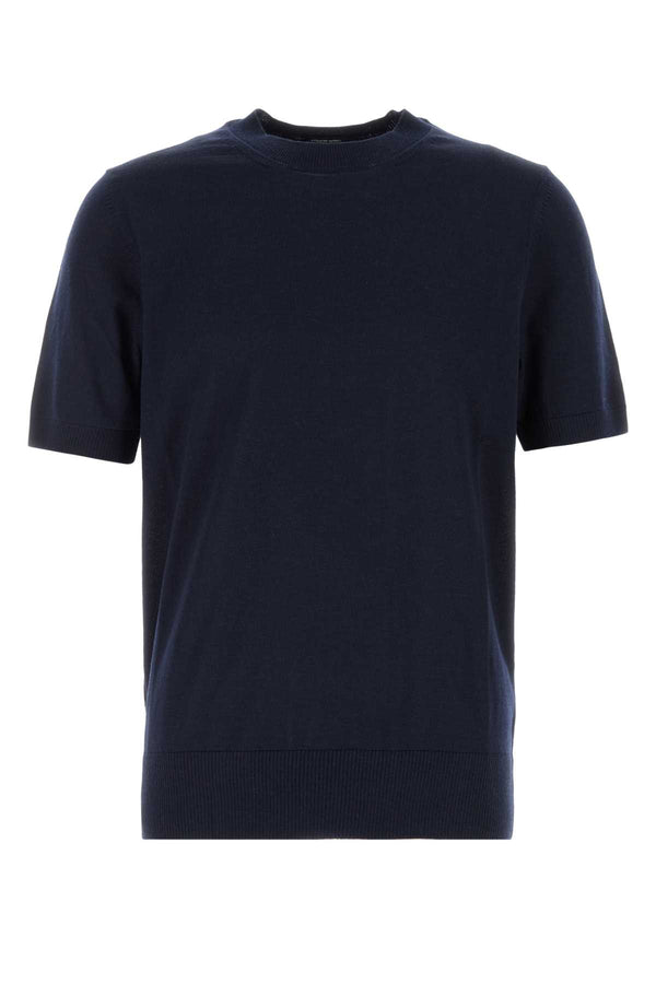 Midnight Blue Cotton Sweater Darkblue Exterior: Maglieria