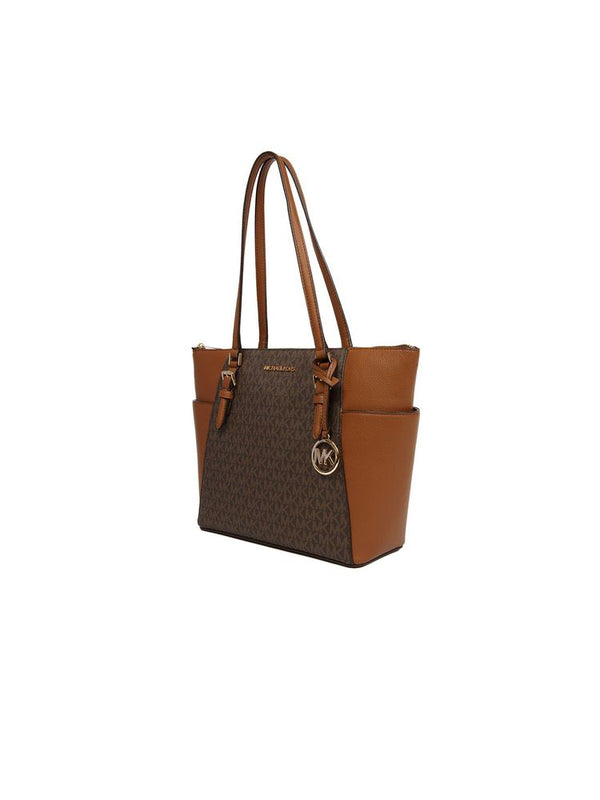 Michael Kors Polyvinyl Chloride with leather trim tote bag in brown