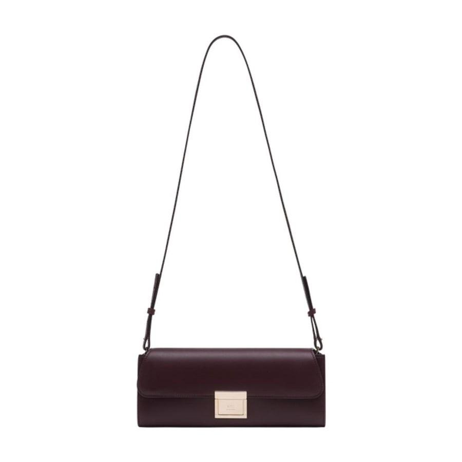 AMI Paris calfskin crossbody bag in burgundy