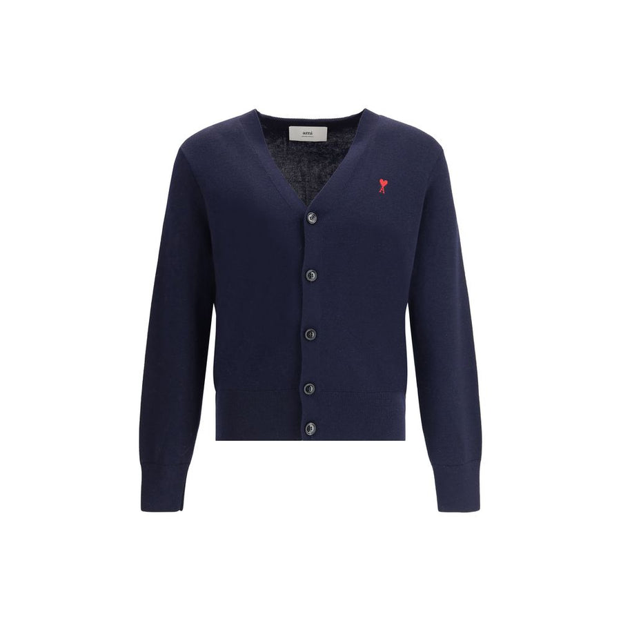 AMI Paris 100% Merino Wool cardigan in navy
