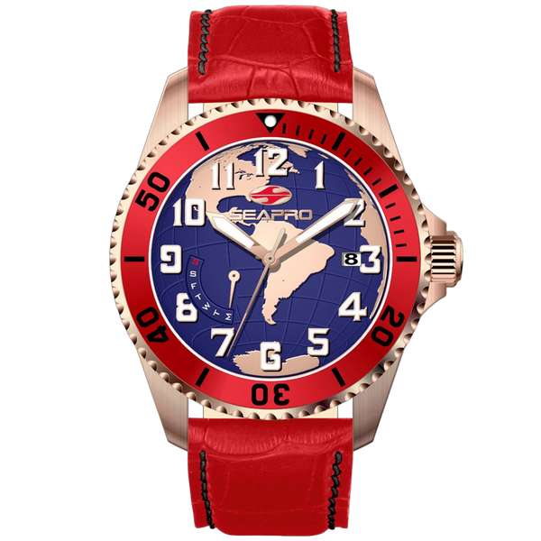 Seapro Stainless steel case watch in red