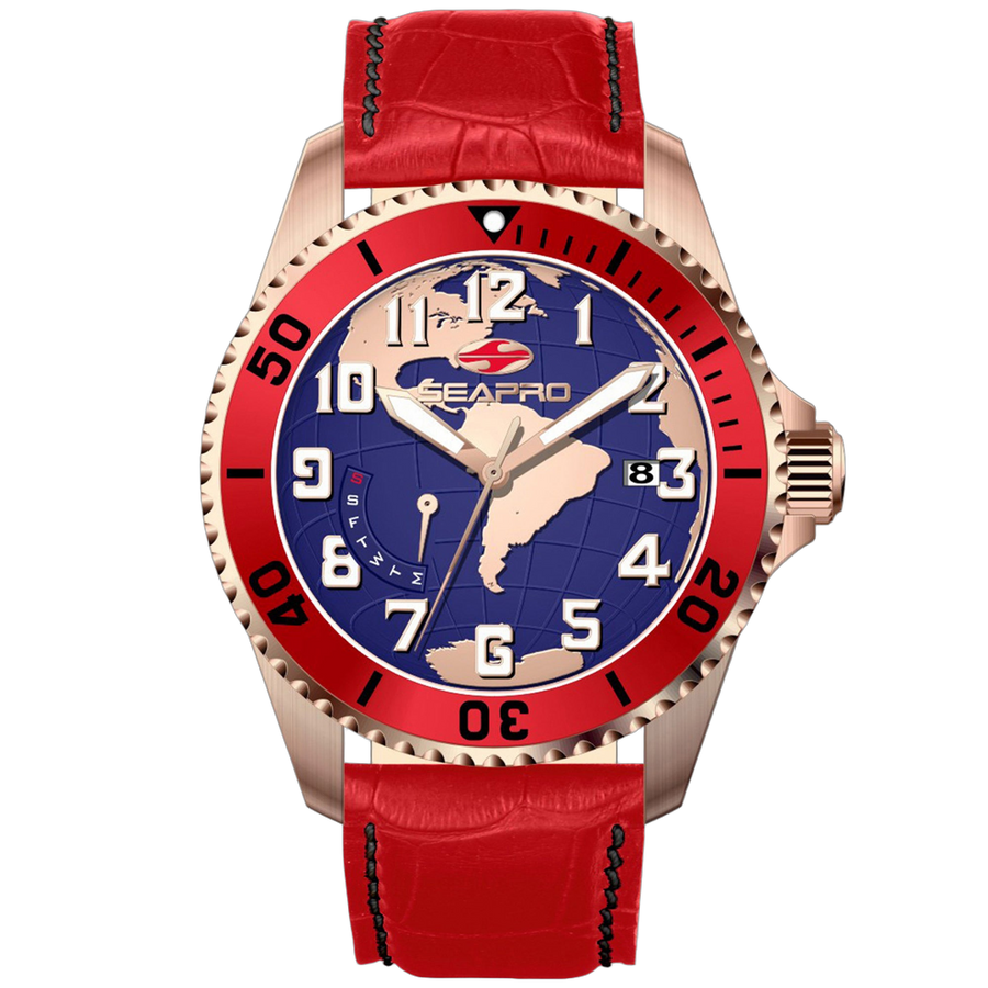 Seapro Stainless steel case watch in red