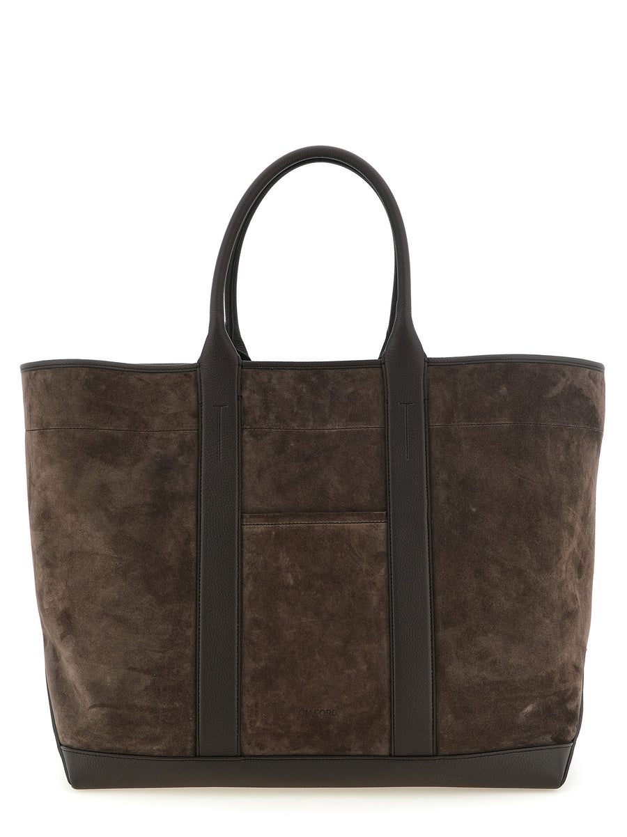 Tom Ford Suede body tote bag in brown