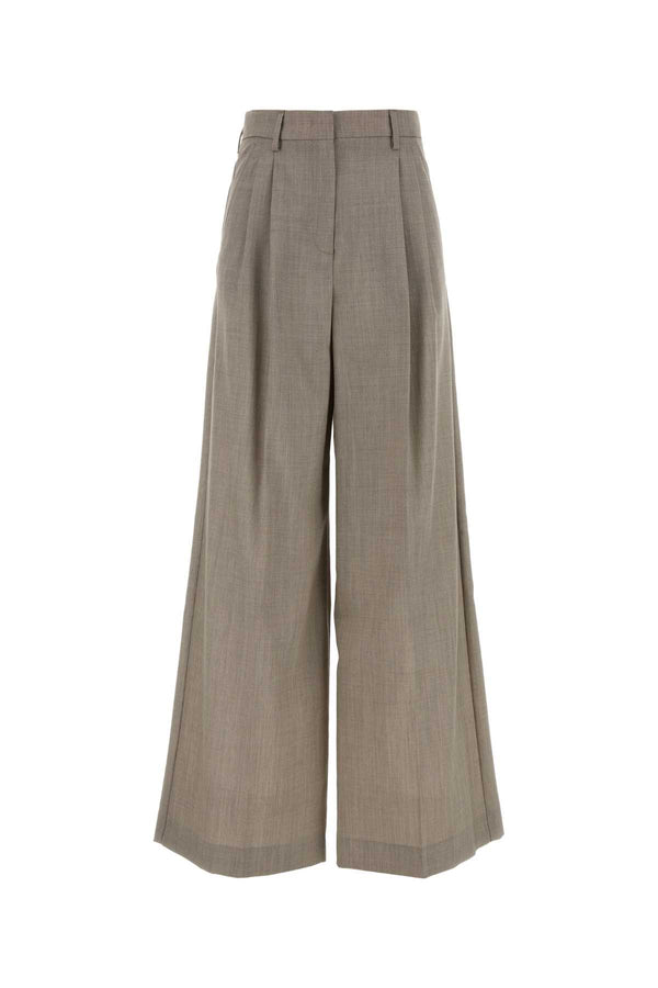 Cappuccino Wool Wide-Leg Ovvio Pant Exterior: Virgin Pantaloni