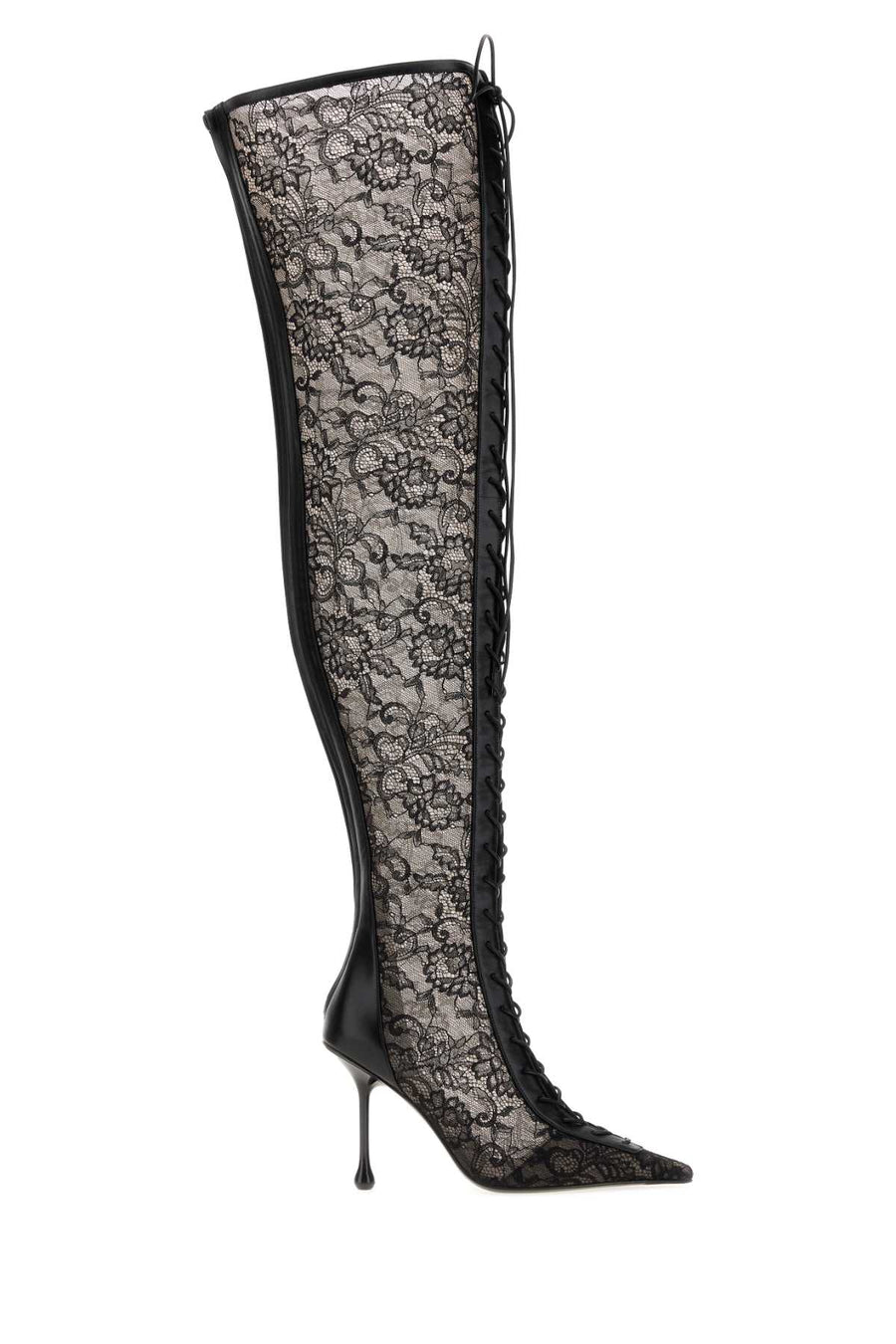 Black Lace And Nappa Leather Scarlett Boots Blackblack Scarpe Con Tacco