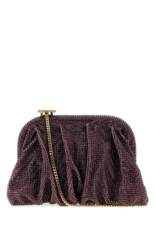 Purple Rhinestones Knit La Petite Venus Clutch Borse A Mano