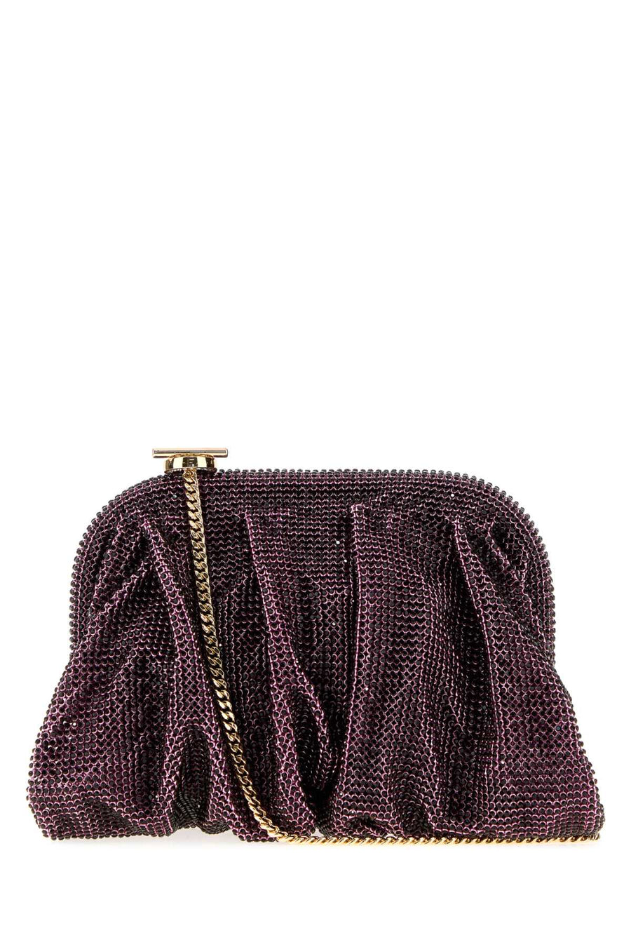 Purple Rhinestones Knit La Petite Venus Clutch Borse A Mano