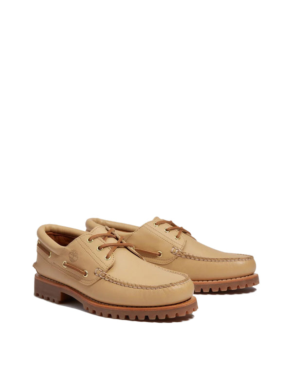 Authentic 3-Eye Lug Handsewn Boat Shoes Beige > Derby & Oxfords