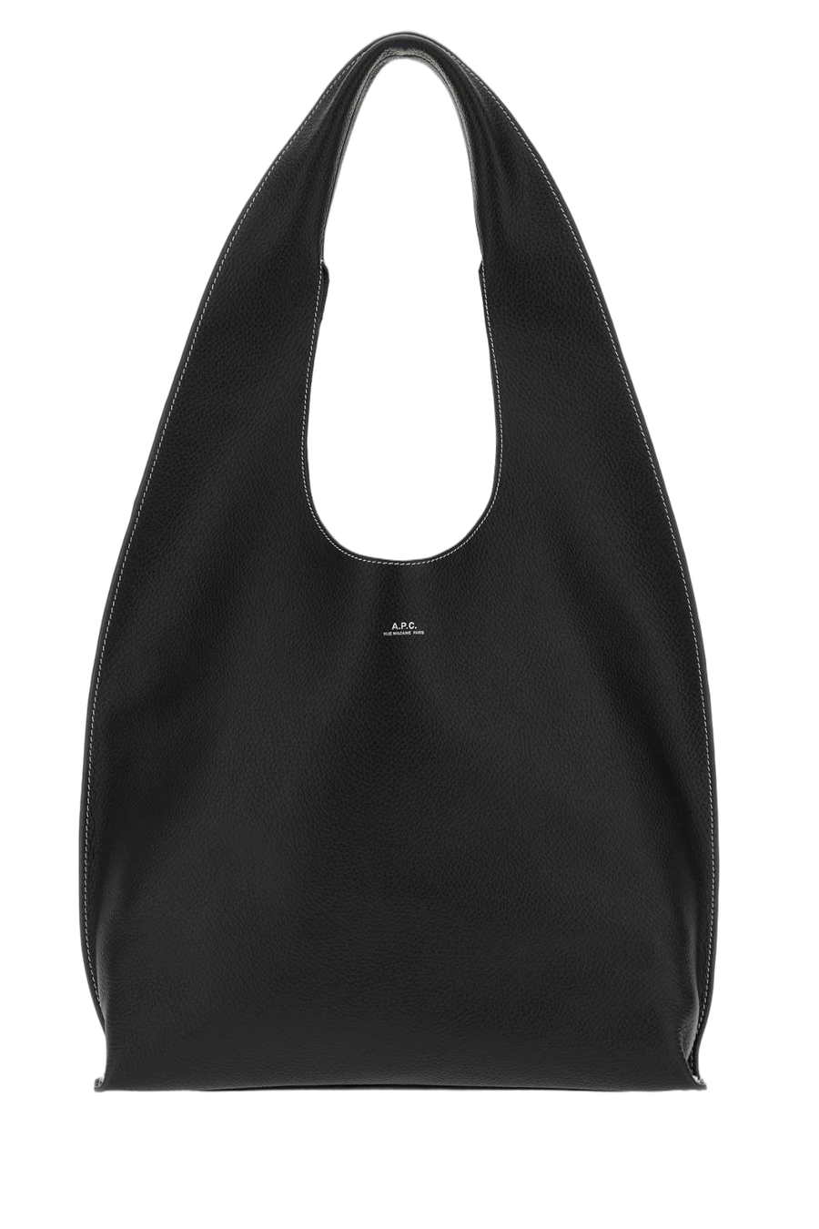 A.P.C. Neige Exterior: 100% Leather; Finishing: Silver metal shoulder bag in black