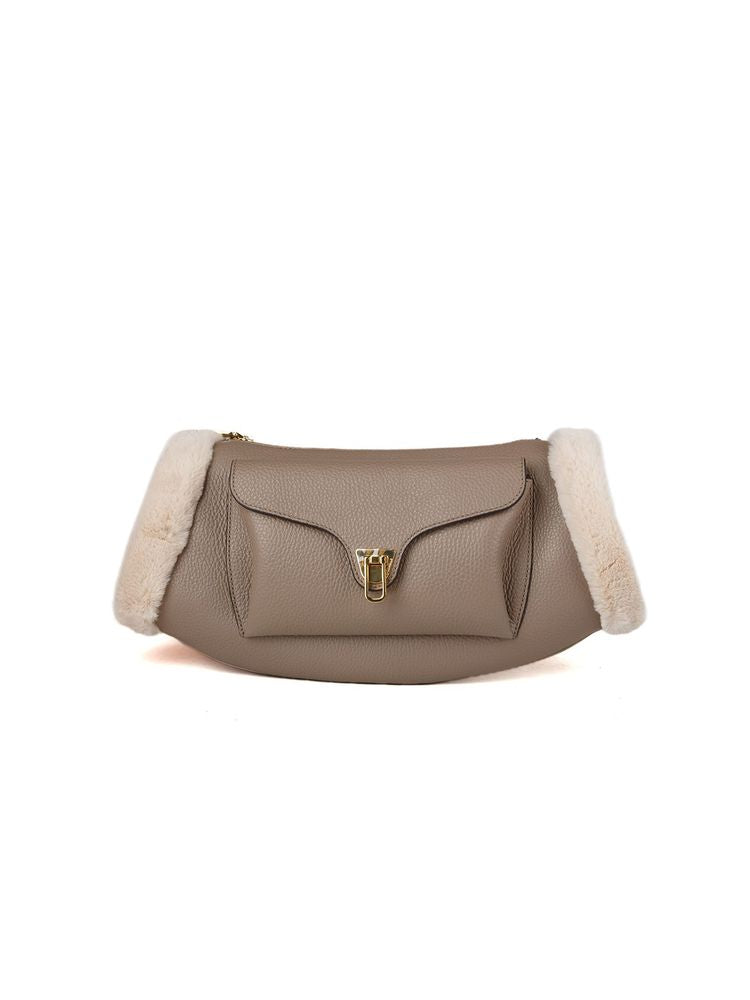 Coccinelle Cow leather crossbody bag in taupe