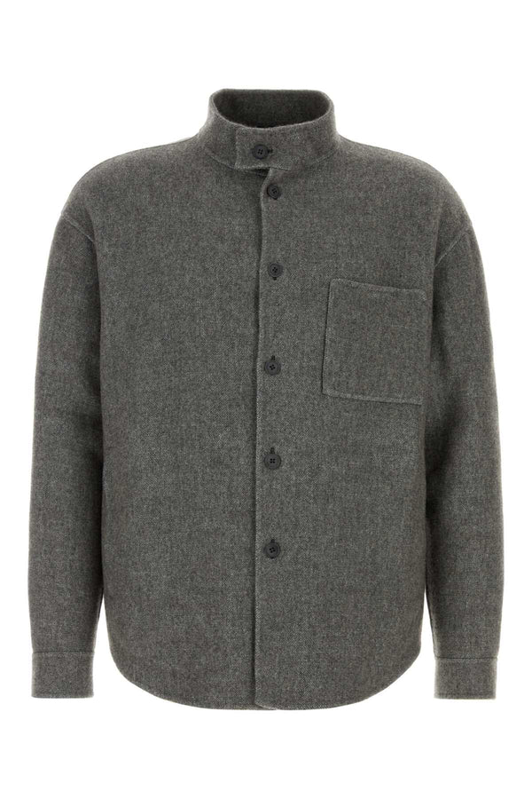 Grey Silk Blend Overshirt Nocemelange Giacche E Gilet