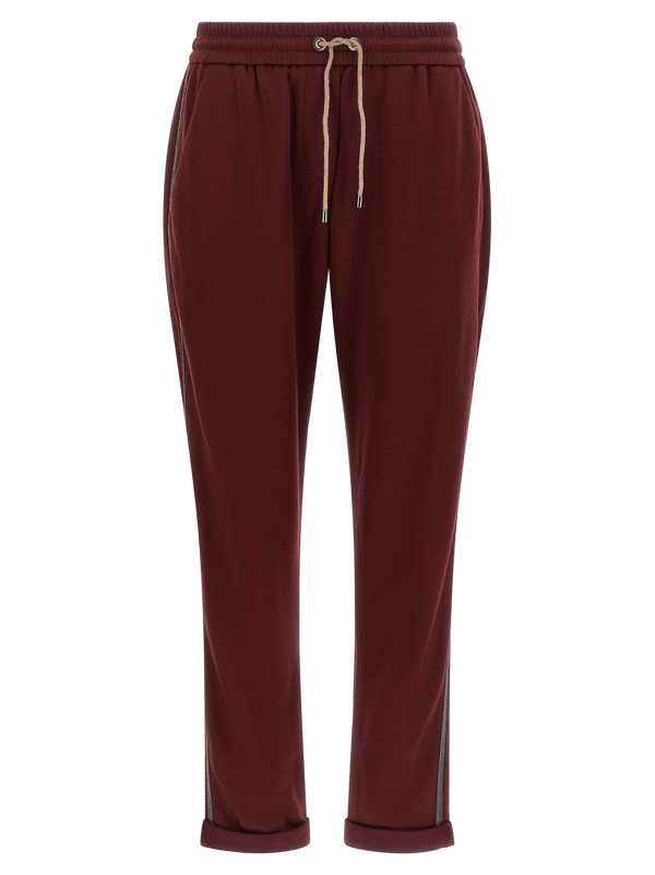 Brunello Cucinelli Cotton and silk blend joggers in red