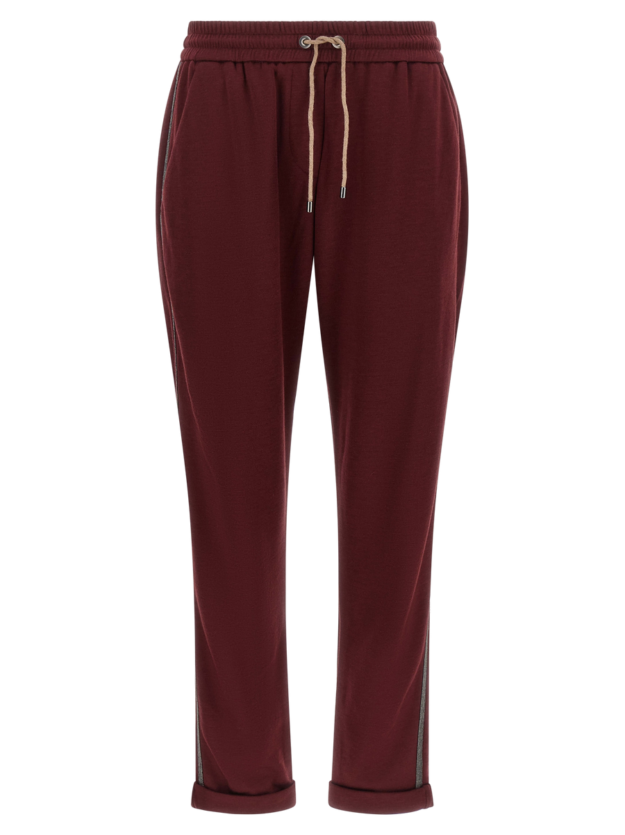 Brunello Cucinelli Cotton and silk blend joggers in red
