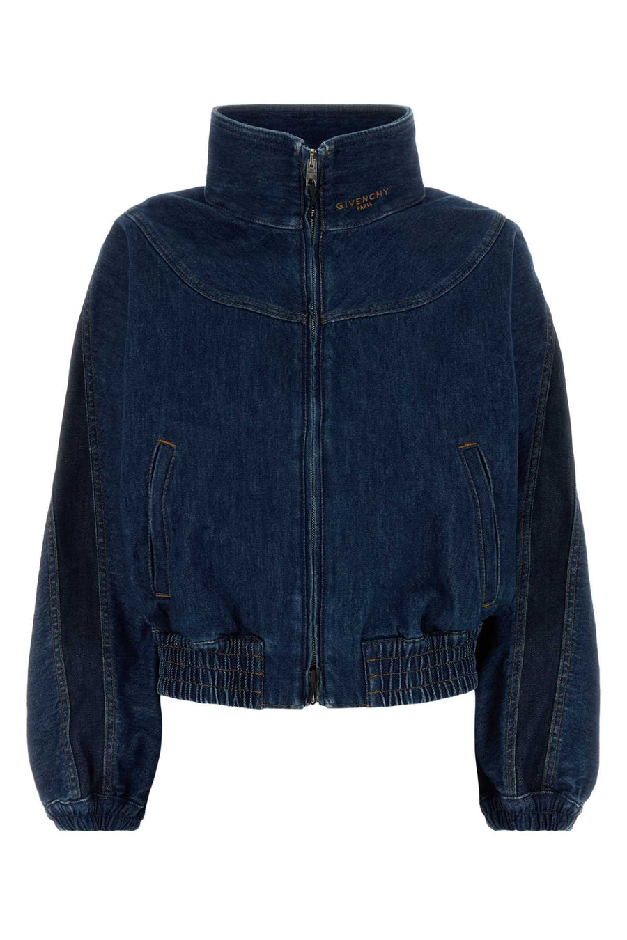 Blue Denim Bomber Jacket Mediumblue Exterior: Cotton Giacche E Gilet
