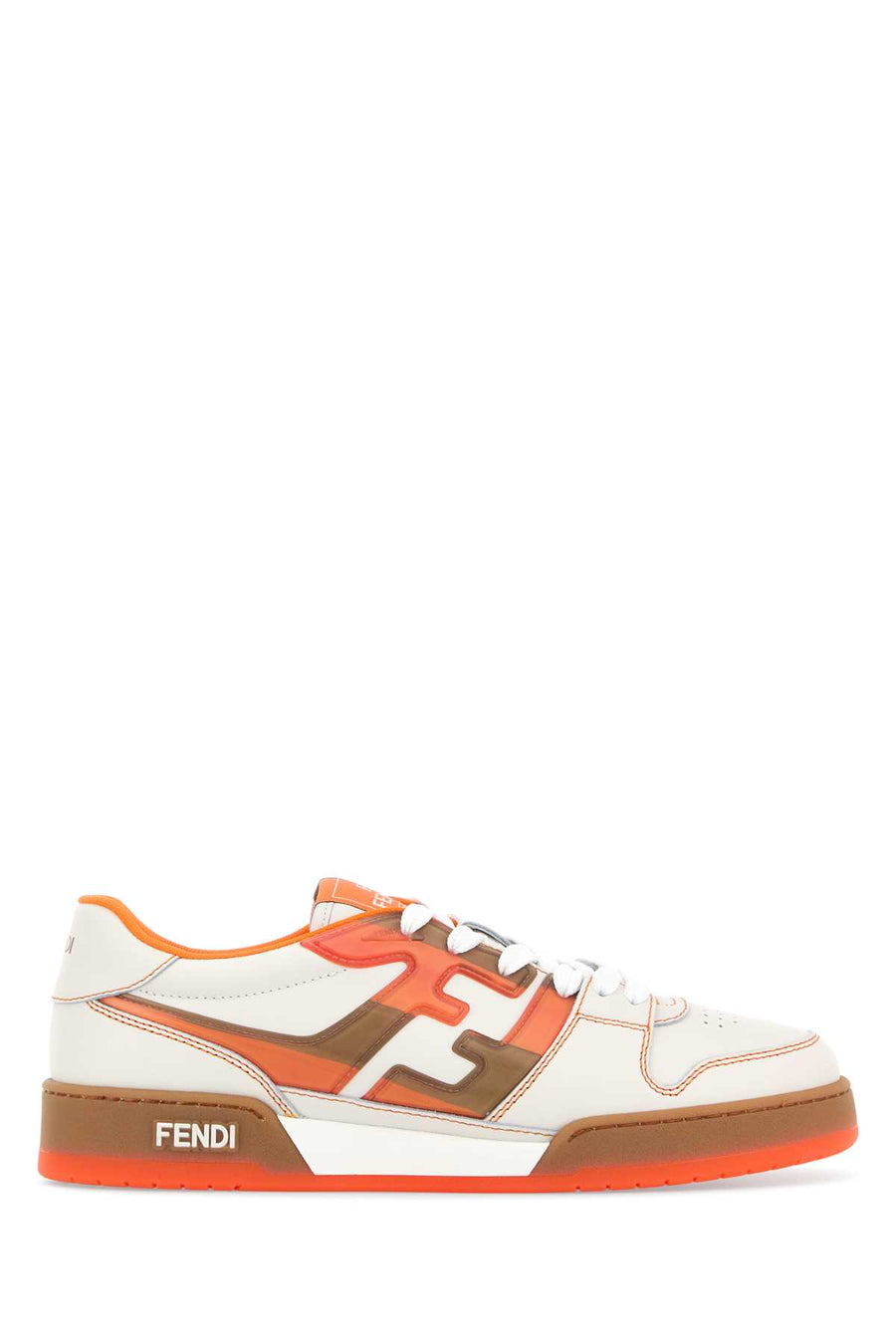 Multicolor Leather Fendi Match Sneakers White Orange