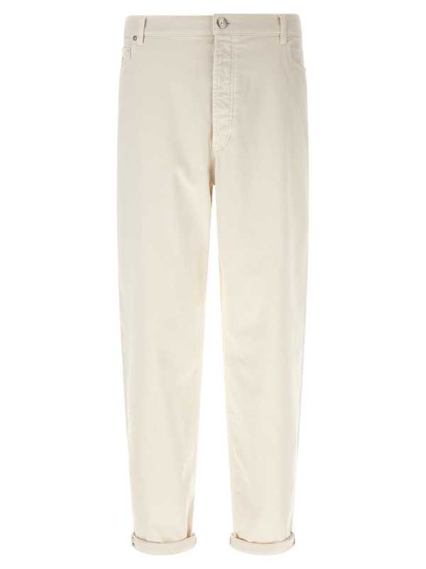 Brunello Cucinelli Cotton canvas jeans in beige