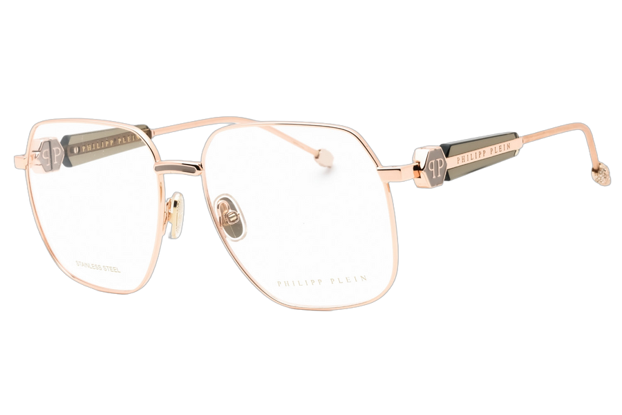 Philipp Plein VPP126S Metal frame with acetate temples eyeglasses in gold