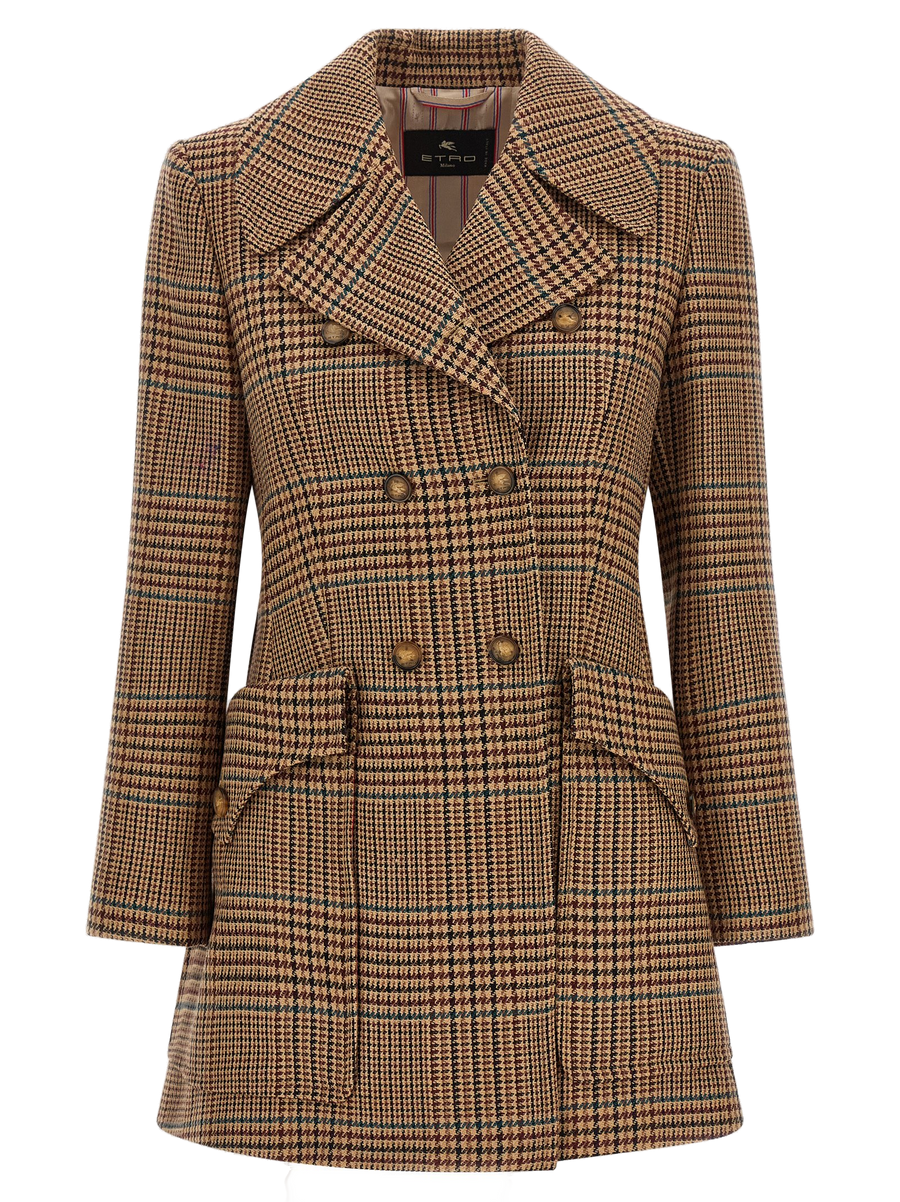 Etro 100% wool coat in brown