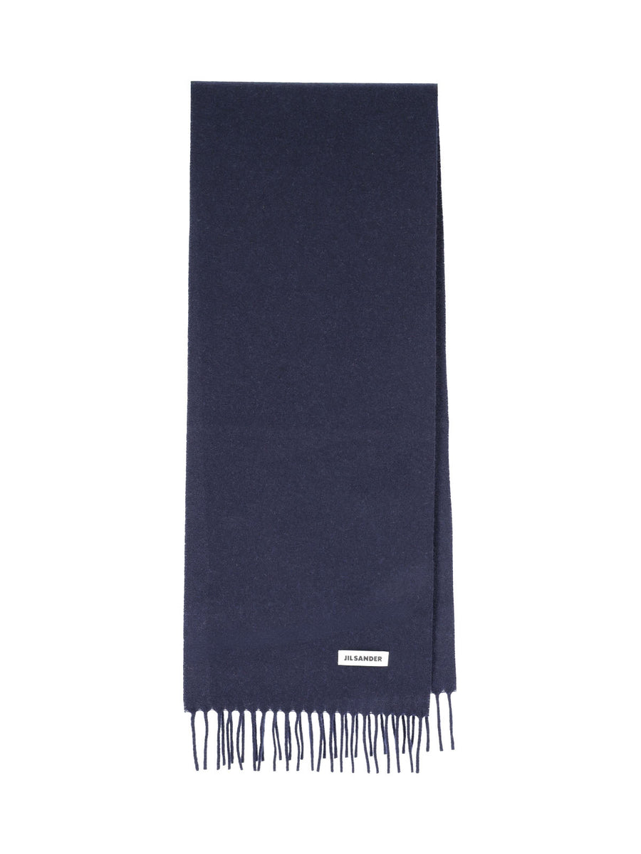 Jil Sander 100% Virgin Wool scarf in navy
