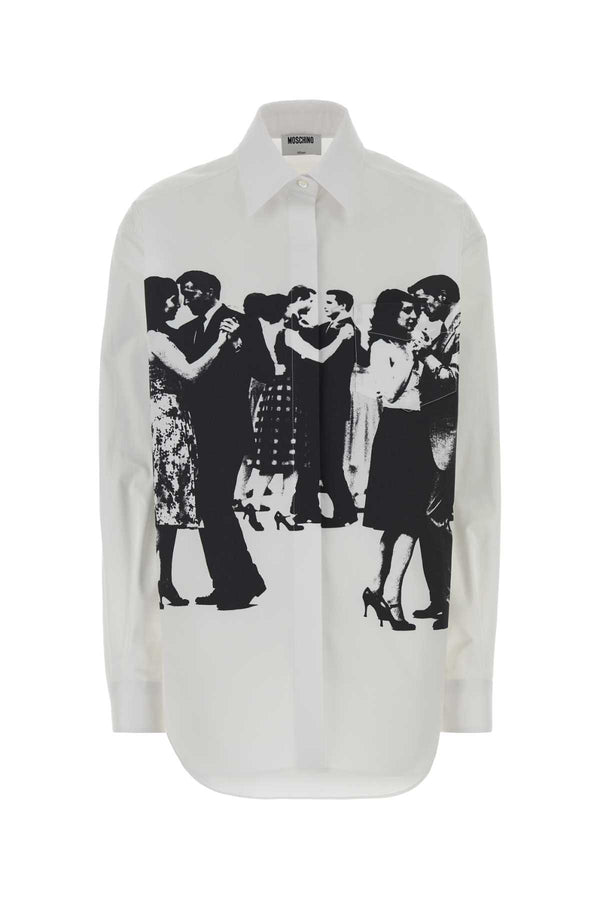 White Stretch Poplin Shirt Fantasiabianco Exterior: Cotton Elastane Camicie