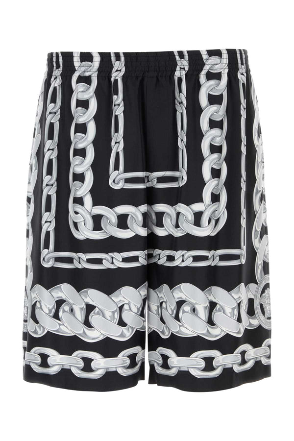 Versace Medusa 100% Silk bermuda shorts in black