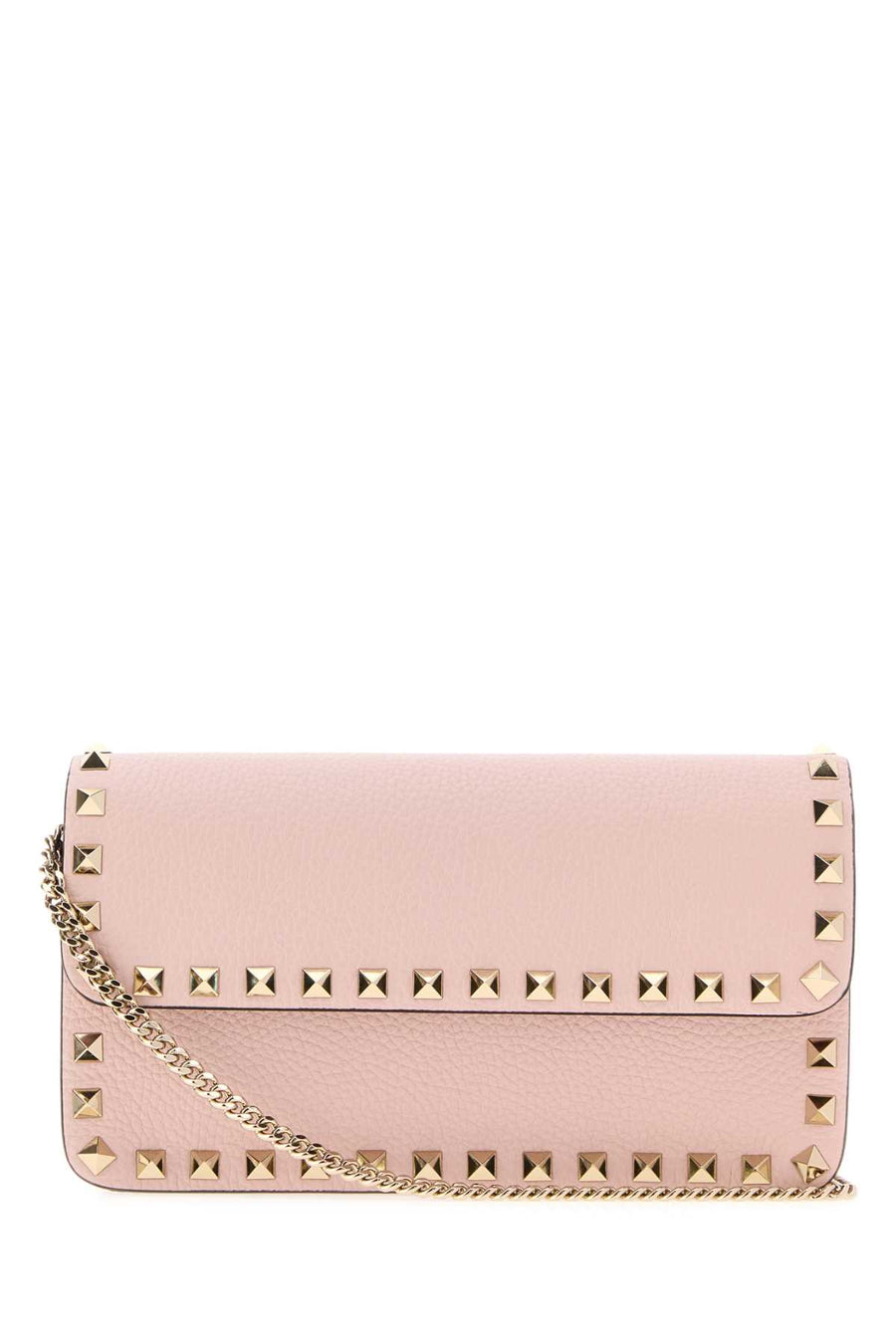Pink Leather Rockstud Clutch Rose Quartz Portafogli
